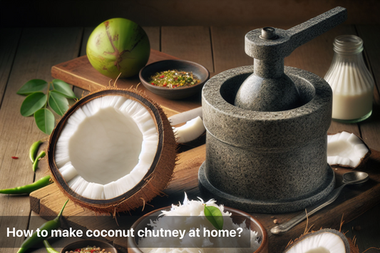 Ingredients and tools for making coconut chutney at home