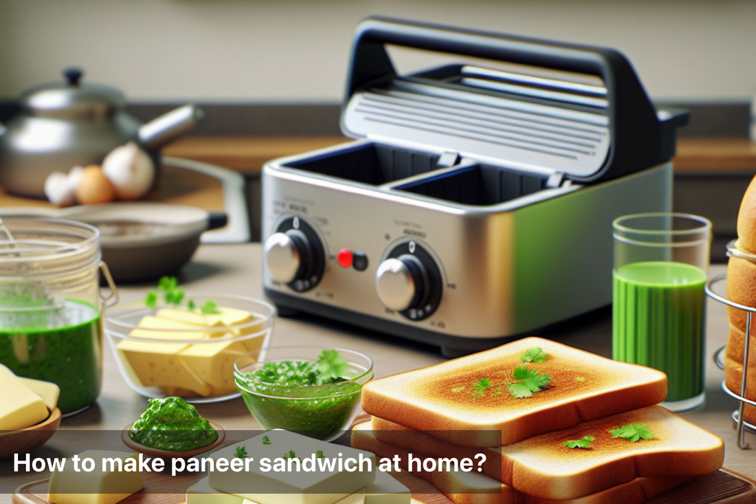 Ingredients and tools for making paneer sandwich at home