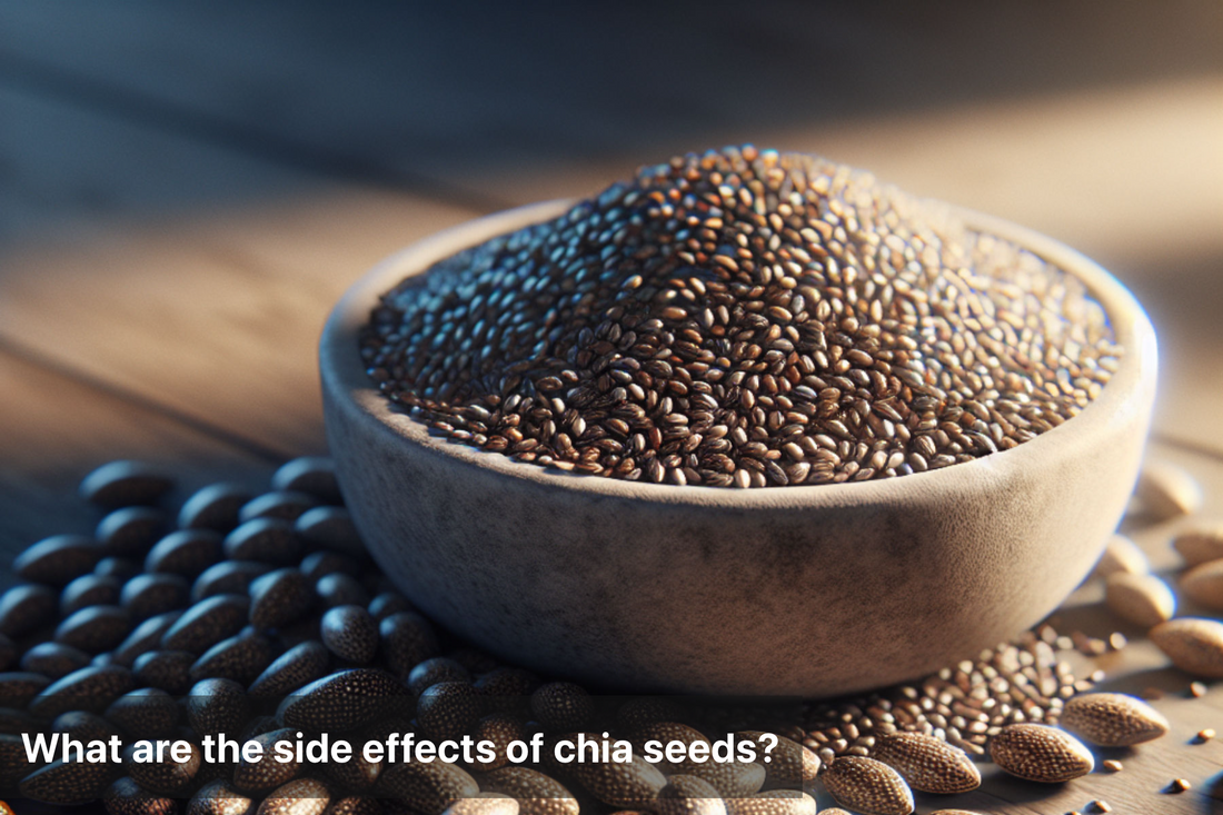 A bowl of chia seeds highlighting their potential side effects.