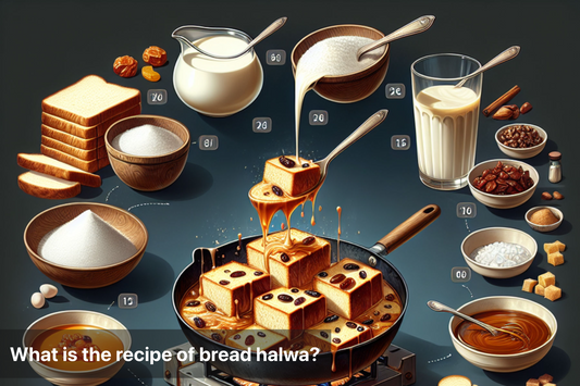 Ingredients and steps for making delicious Bread Halwa