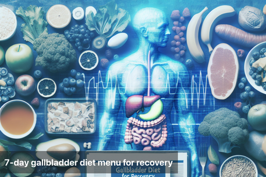 Illustration of gallbladder diet menu with healthy foods for recovery