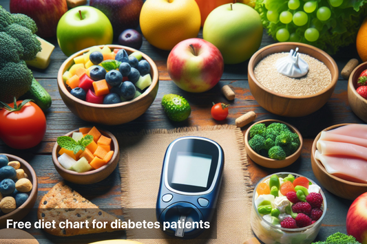 Healthy foods and diabetes monitor for a free diet chart for diabetes patients.
