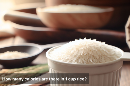 Measuring 1 cup of rice with wooden bowls in the background