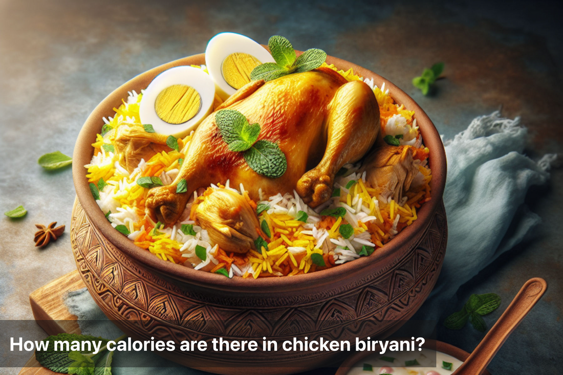 Delicious chicken biryani with herbs and eggs in a bowl