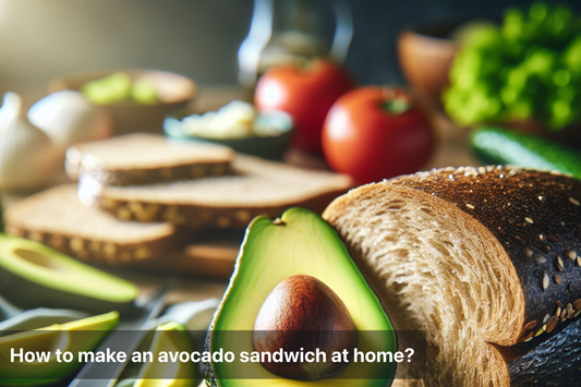 Ingredients for making a fresh avocado sandwich at home