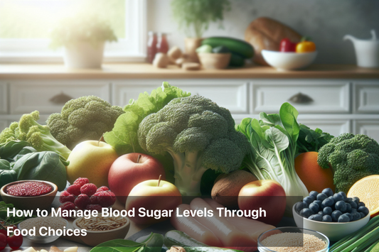 A variety of fresh fruits, vegetables, and grains to manage blood sugar levels.