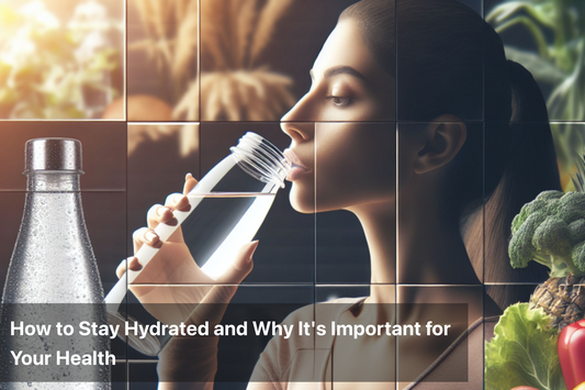 Woman drinking water with fruits and vegetables for hydration