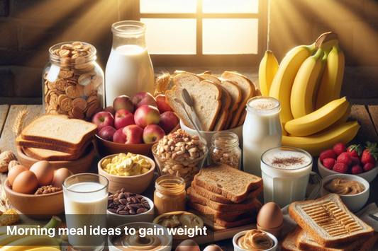 A variety of healthy foods for morning meals to help gain weight