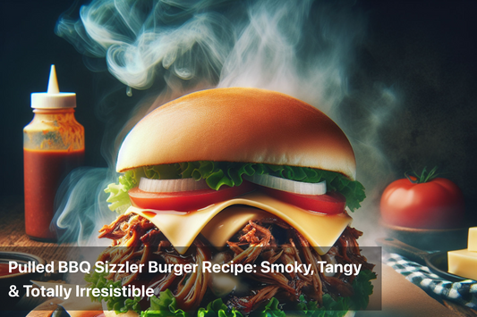 Delicious Pulled BBQ Sizzler Burger with smoky sauce and fresh toppings